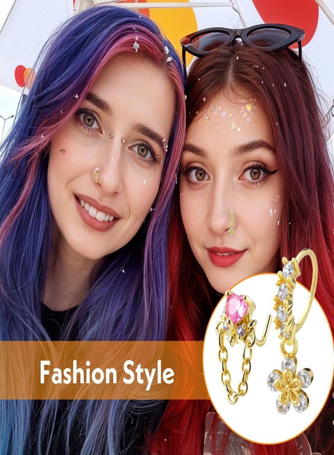 Yolev 15pcs Dangling Nose Ring 20g Gold Dangle Nose Ring Hoops And L Shaped Noses Stud Cz Dangle Dangly Noses Piercings Jewelry - Image 4