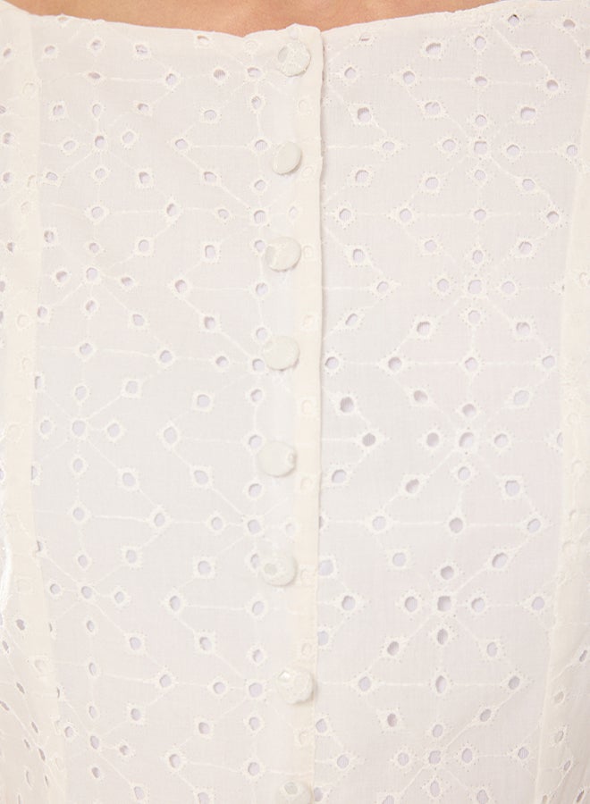 trendyol فستان قصير ذو ظهر مقوس أبيض - Image 3