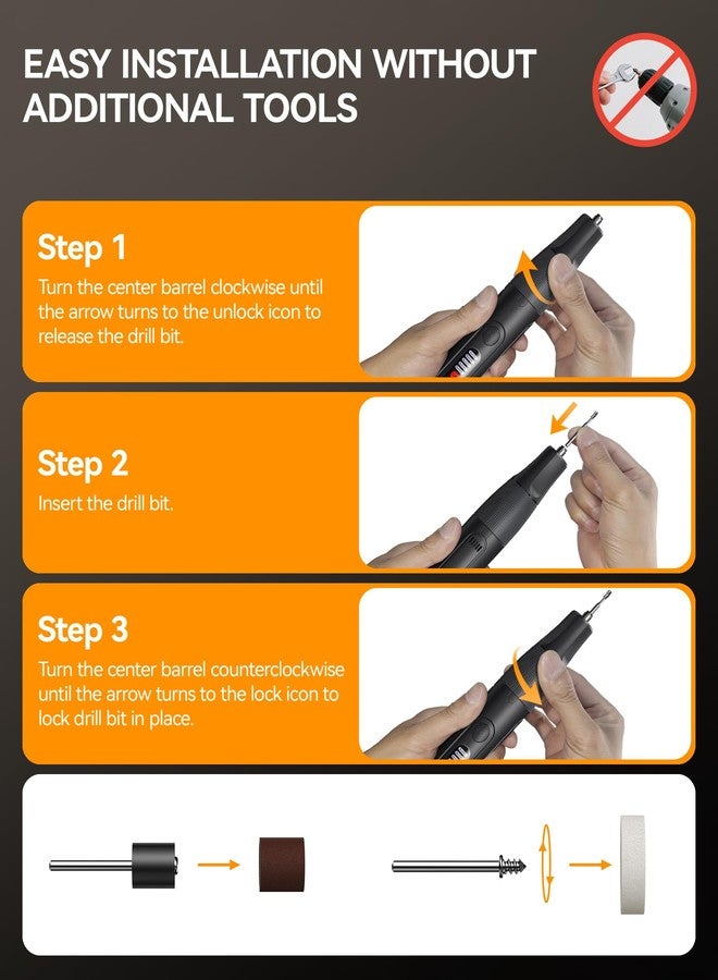 ZoCCee Cordless Rotary Tool, 8V Multi Tool with Auto-Lock Chuck & 5 Speed, 23,000RPM Rechargeable Engraver Kit with Storage Case, for Sanding, Polishing, Drilling, Carving, DIY Crafts - Image 5
