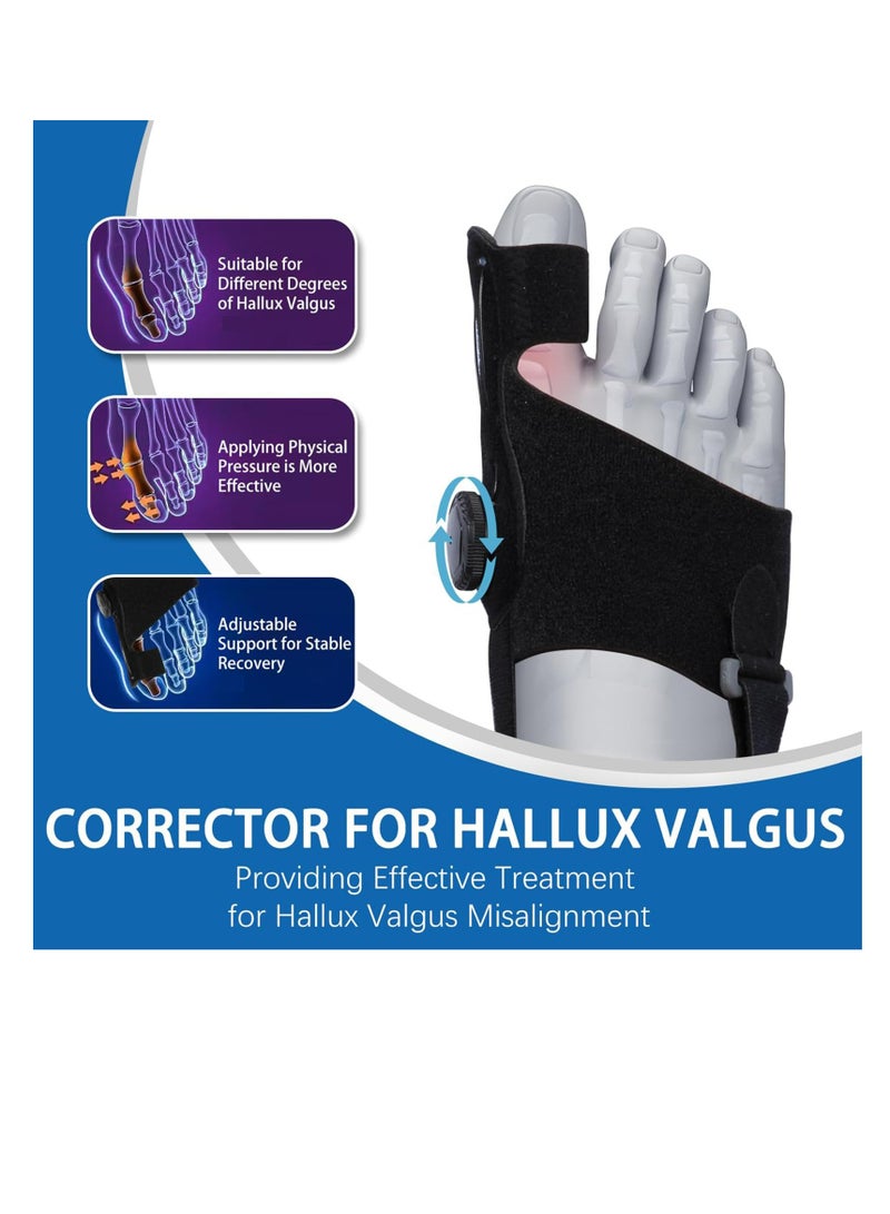 Adjustable Bunion Corrector for Men and Women, Orthopedic Big Toe Straightener with Separators for Day and Night Relief, Comfortable Bunion Splint in Black - Image 3