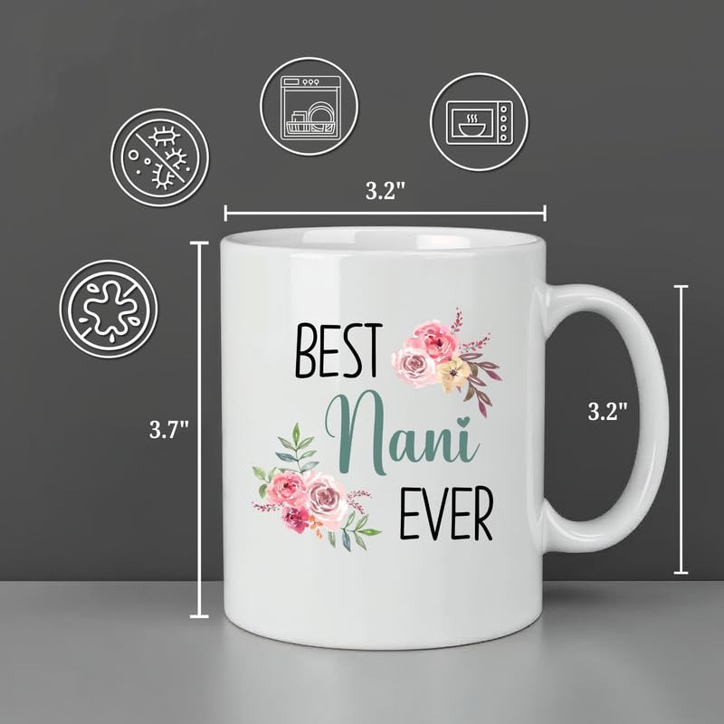 KNITROOT Ceramic Coffee Mug Microwave Safe Best Nani Ever Rose Print Premium Ceramic Mug Tea Mug Milk Mug Cup for Gift Best Return Gift Best Gift White Mug 250ml85oz - Image 4