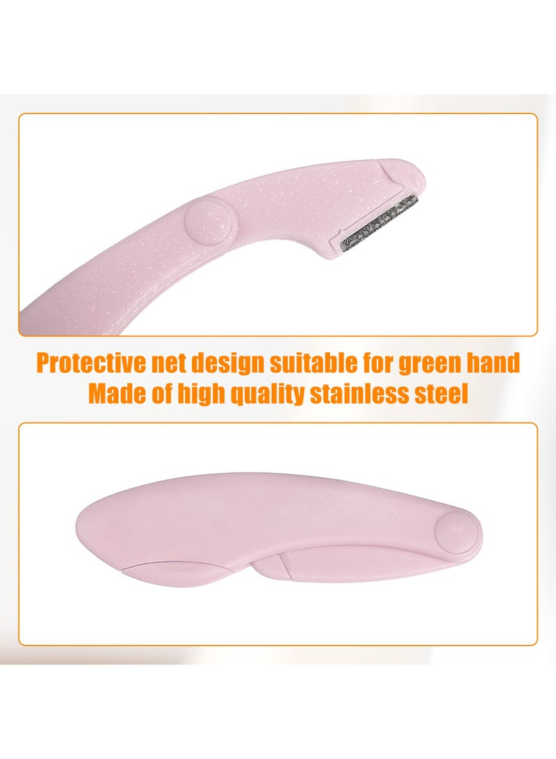 Zikra 6Pcs Mini Eyebrow Razor for Women, Facial Razor Brow Shaper Eyebrow Trimmer Tool for Hair Remover, ABS Stainless Steel (Pink and Purple) - Image 3