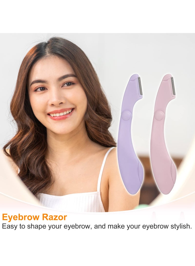 Zikra 6Pcs Mini Eyebrow Razor for Women, Facial Razor Brow Shaper Eyebrow Trimmer Tool for Hair Remover, ABS Stainless Steel (Pink and Purple) - Image 2