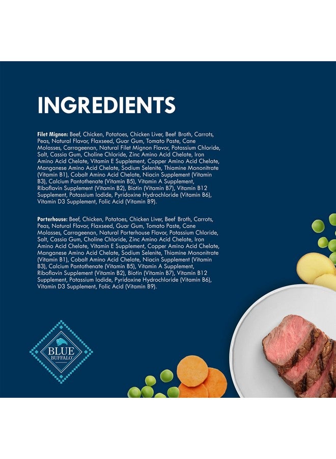 بلو بافلو مجموعة متنوعة من طعام بلو بافالو ديلايتس الطبيعي للكلاب البالغة من السلالات الصغيرة، مصنوع من مكونات طبيعية، باتيه بنكهة فيليه مينيون وباتيه بنكهة بورترهاوس، 3.5 أونصة (12 كوبًا، 6 أكواب من كل نوع) - Image 5