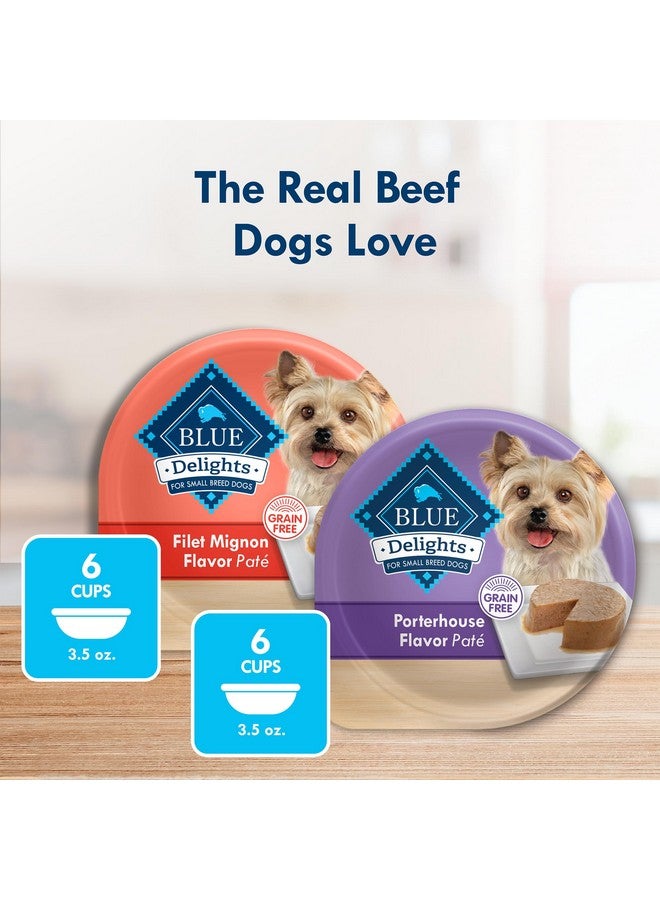 بلو بافلو مجموعة متنوعة من طعام بلو بافالو ديلايتس الطبيعي للكلاب البالغة من السلالات الصغيرة، مصنوع من مكونات طبيعية، باتيه بنكهة فيليه مينيون وباتيه بنكهة بورترهاوس، 3.5 أونصة (12 كوبًا، 6 أكواب من كل نوع) - Image 3