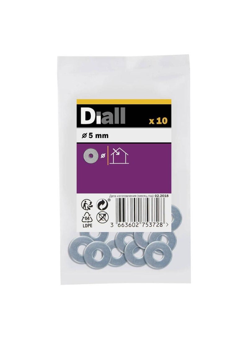 Carbon Steel Large Flat Washer Pack M5 10 Piece 