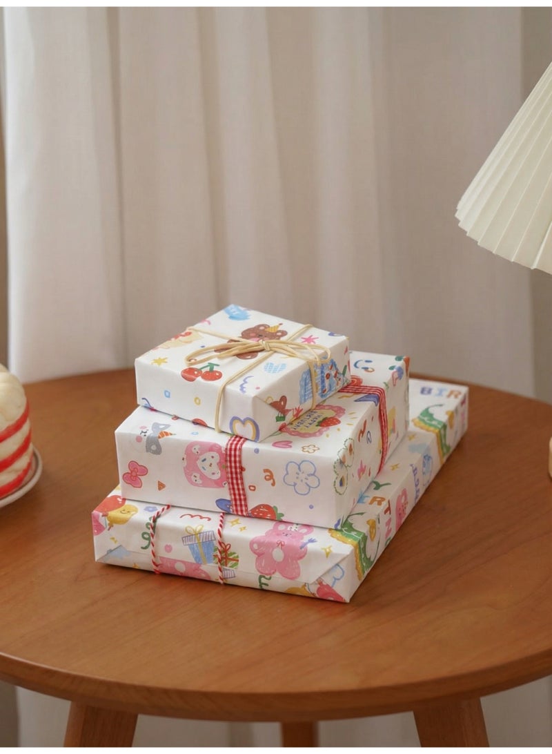 YUEHUO 6 Sheets Happy Birthday Printed Gift Wrapping Paper Set For Birthday Party DIY Gift Wrap 50×70cm - Image 5