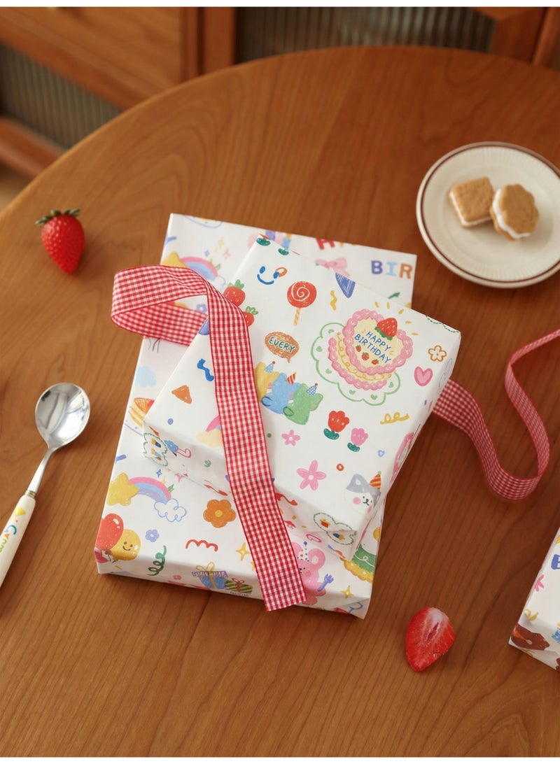 YUEHUO 6 Sheets Happy Birthday Printed Gift Wrapping Paper Set For Birthday Party DIY Gift Wrap 50×70cm - Image 4