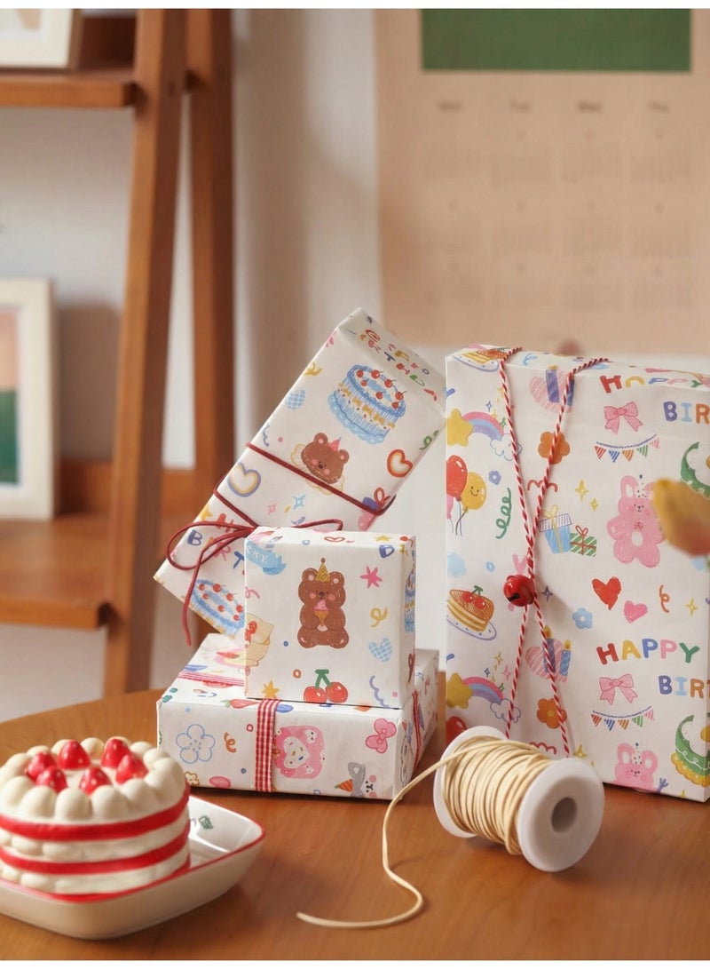 YUEHUO 6 Sheets Happy Birthday Printed Gift Wrapping Paper Set For Birthday Party DIY Gift Wrap 50×70cm - Image 3