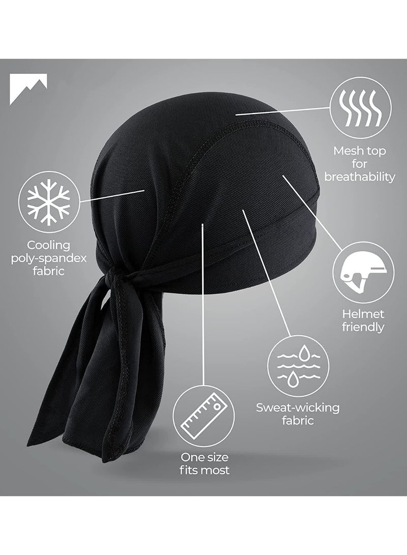 CMGTYYD 4 Pcs Sweat Wicking Head Wraps Cycling Caps Dew Rag Skull Caps Beanie Cap, Motorcycle Cooling Helmet Liners Pirate Hats, Durag Head Scarf Bandanas for Men and Women - Image 4