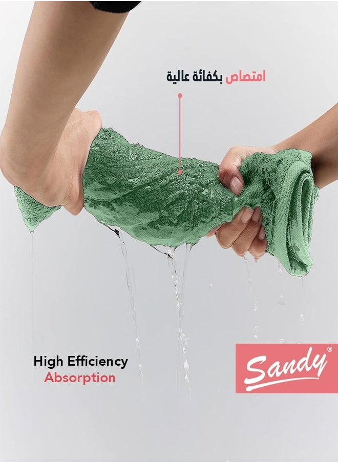 ساندي منشفة وجه قطن 100% من ساندي, مثالية للاستخدام اليومي, سريعة الجفاف وعالية الامتصاص وناعمة الملمس, 70×40 سم, زيتي  - Image 4