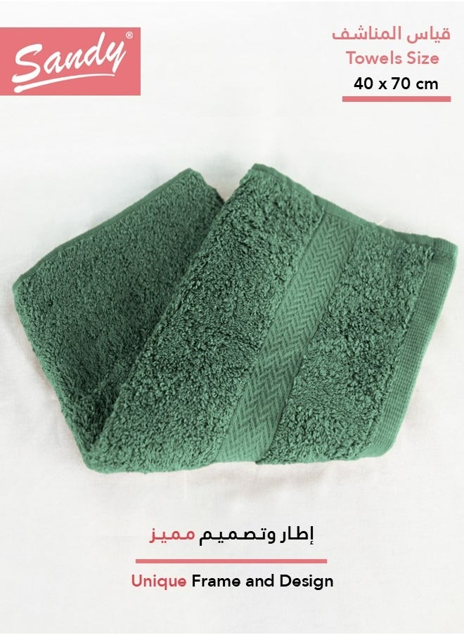 ساندي منشفة وجه قطن 100% من ساندي, مثالية للاستخدام اليومي, سريعة الجفاف وعالية الامتصاص وناعمة الملمس, 70×40 سم, زيتي  - Image 2