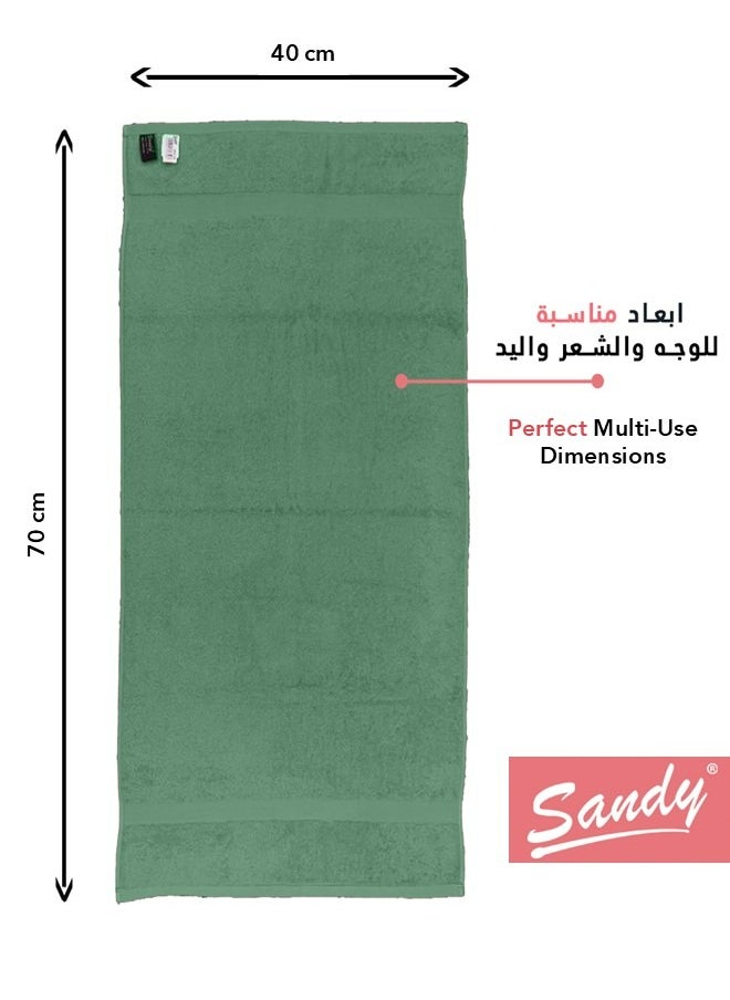 Sandy - Sandy 100% Cotton Luxury Bath Towel for Face, Ideal for Daily Use, Quick Dry, High Absorbent and Super Soft 70x40 cm, Olive - Image 1