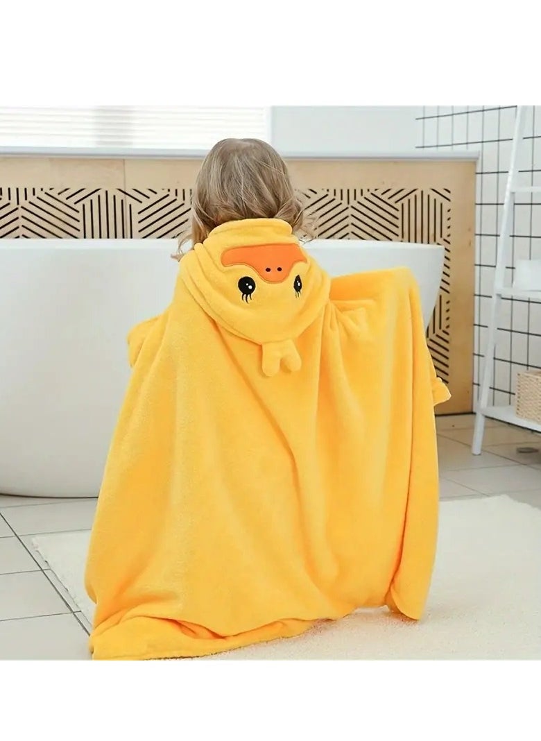 Gonice Soft Hooded Bath Towel, Absorbent Cartoon Duck Pattern Bathrobe  - Image 1