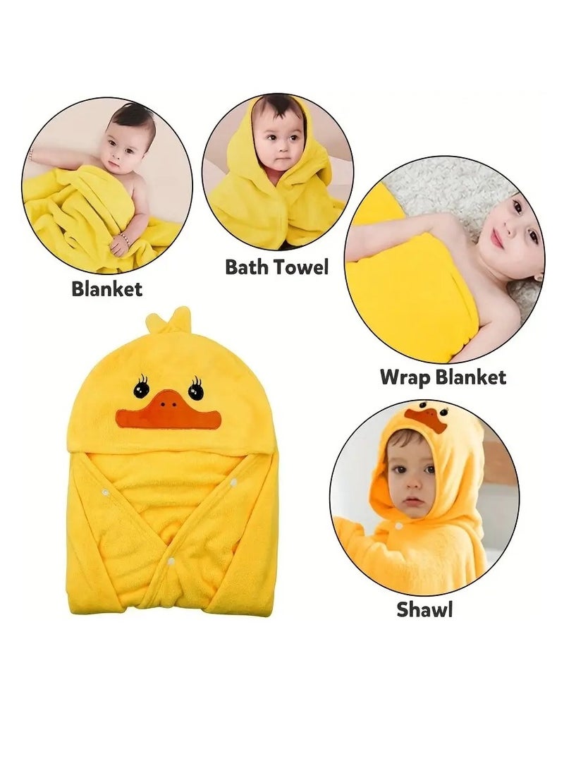 Gonice Soft Hooded Bath Towel, Absorbent Cartoon Duck Pattern Bathrobe  - Image 2