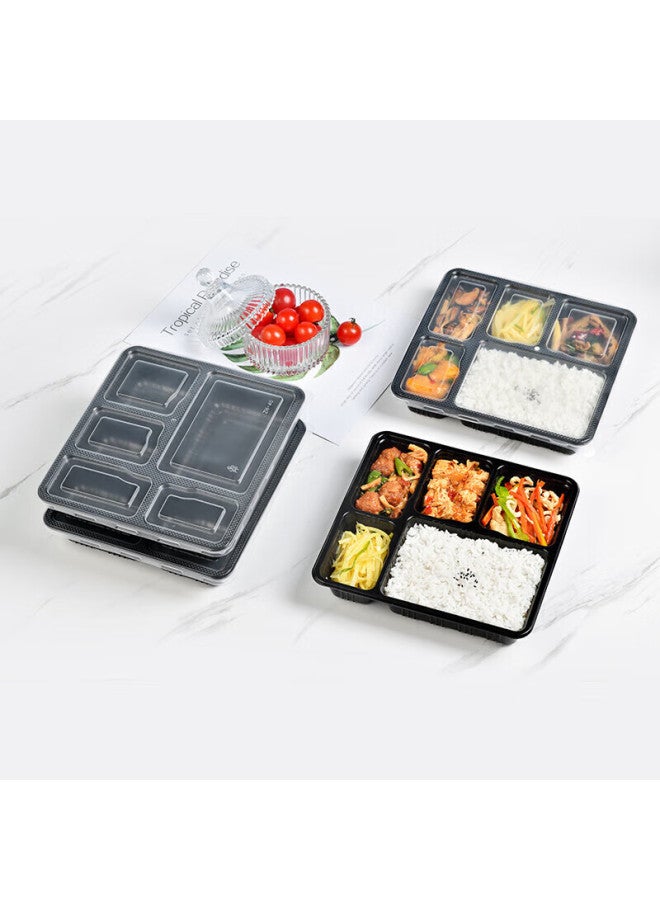 Temeiju Disposable Food Containers, Five Compartments, Thickened With Lids, Takeout Boxes, Divided Into 150 Sets, 1500 Model, Microwave Safe - Image 4