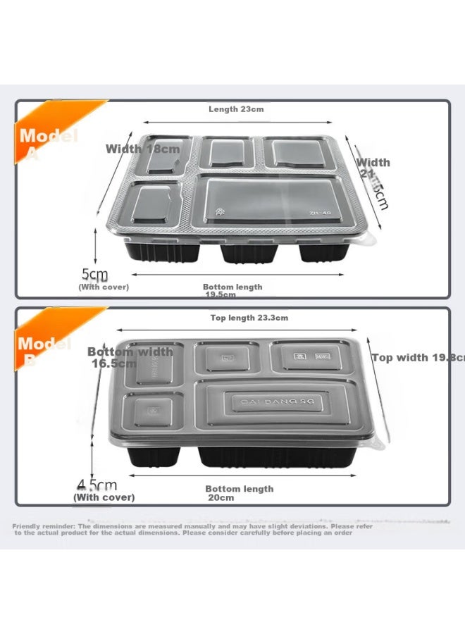 Temeiju Disposable Food Containers, Five Compartments, Thickened With Lids, Takeout Boxes, Divided Into 150 Sets, 1500 Model, Microwave Safe - Image 2
