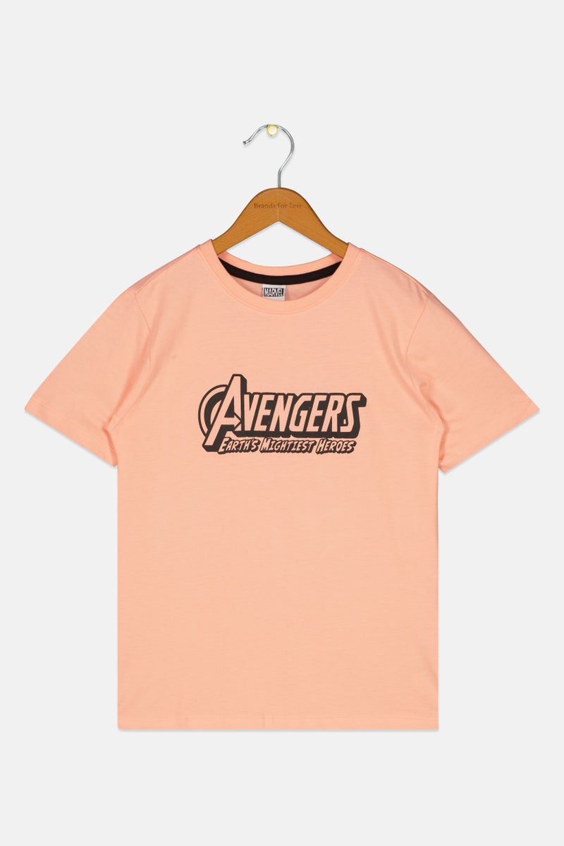 MARVEL Kids Boy Crew Neck Short Sleeve Graphic Print T-Shirt, Peach - Image 2