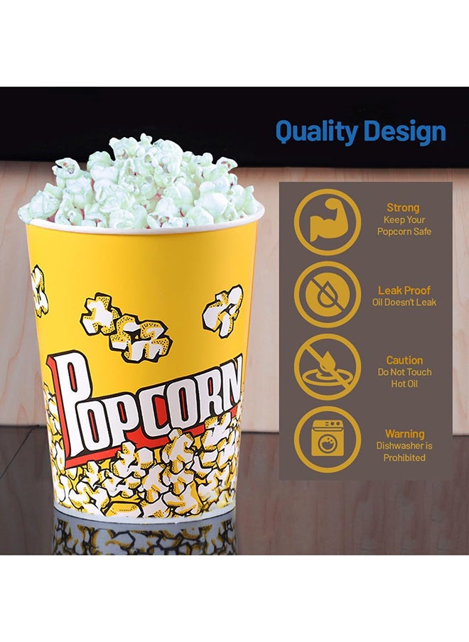 Home Pro Retro Style Plastic Popcorn Cup For Movie Night Popcorn Bucket Movie Popcorn Containers Perfect For Carnival Circus Party (Yellow - 4L)  - Image 4