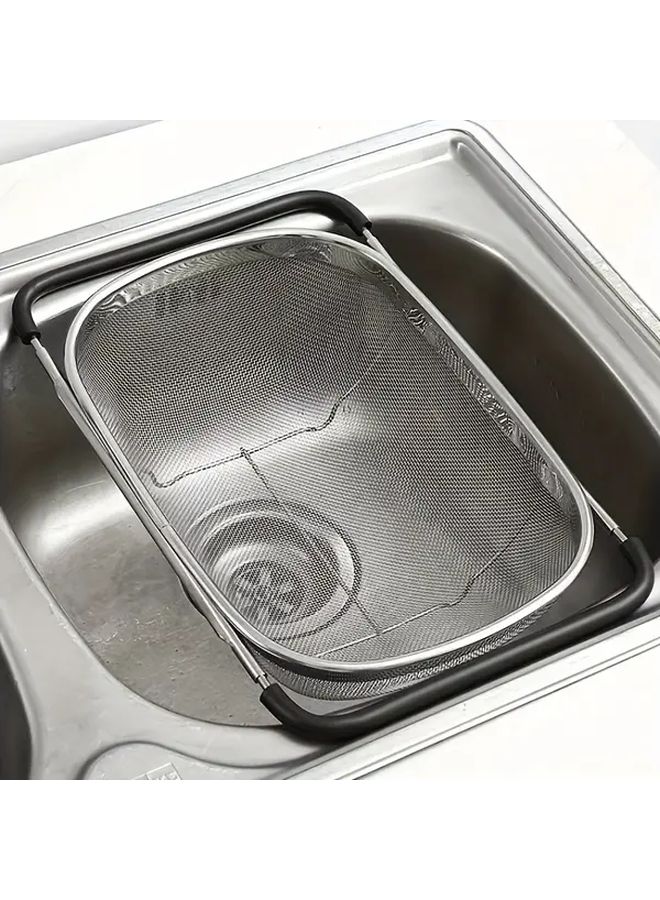 Collapsible Stainless Steel Drain Basket With Two Compartments For Kitchen Sink - Image 4