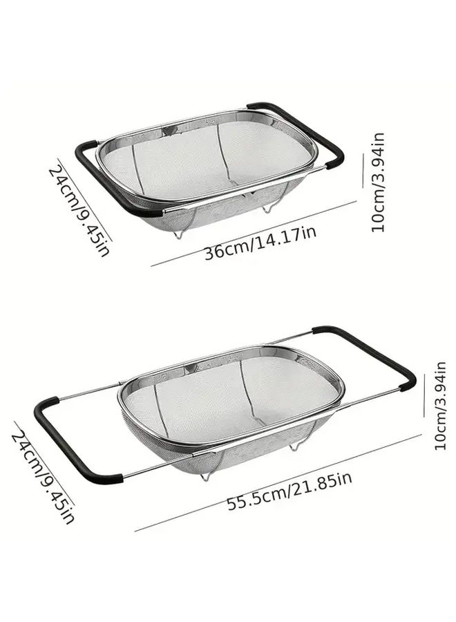 Collapsible Stainless Steel Drain Basket With Two Compartments For Kitchen Sink - Image 3