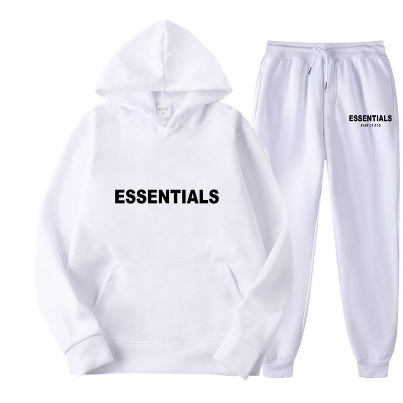Men's Fleece-Lined Hooded Tracksuit Set Long Sleeve Casual Winter Sweatsuit