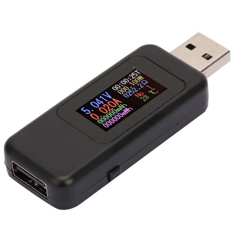 اختبار USB شاشة LCD عرض الجهد الحالي كاشف DC 30V أسود - Image 1
