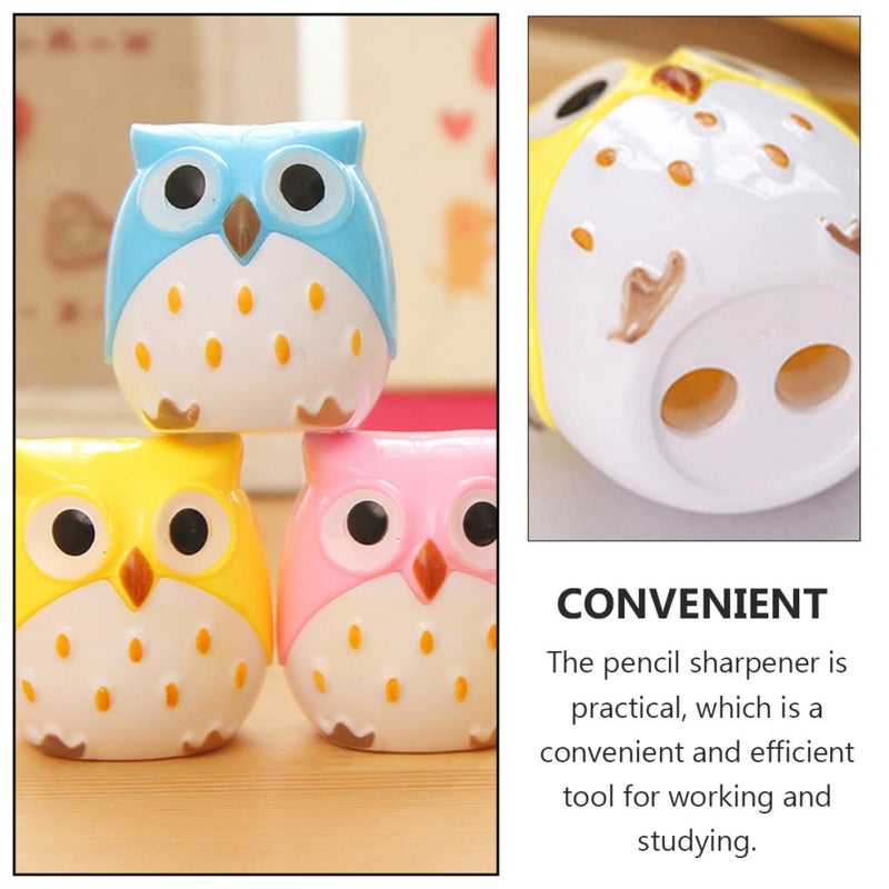 24 Pcs Owl Shaped Pencil Sharpeners Plastic School Supplies Party Bag Fillers Random Color - Image 3