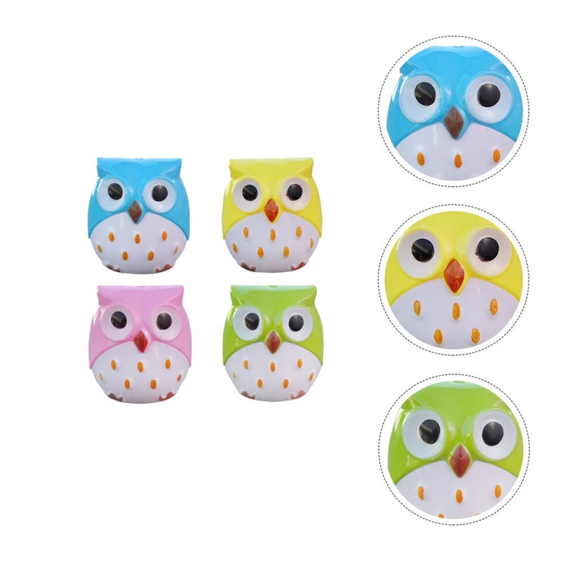24 Pcs Owl Shaped Pencil Sharpeners Plastic School Supplies Party Bag Fillers Random Color - Image 4
