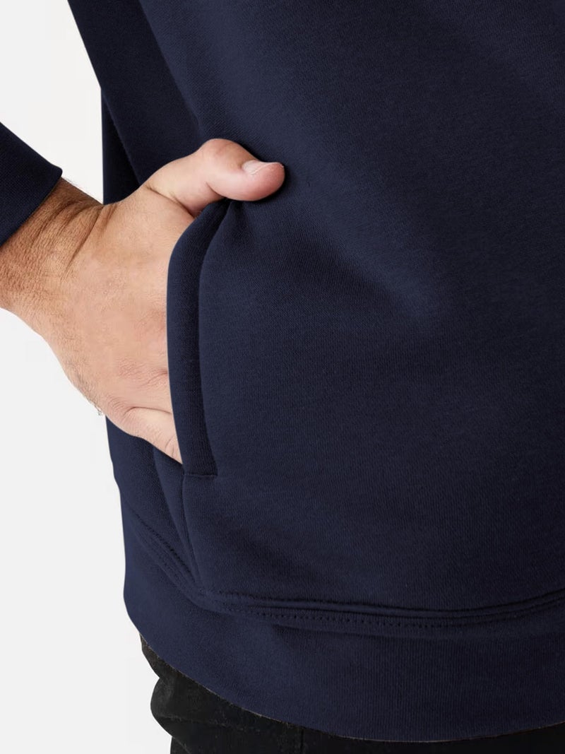 PLEPAN Mens Fleece Pullover Quarter Zip Sweatshirt Casual Mock Neck Sweater Polo Long Sleeve Navy Blue XX-Large - Image 5