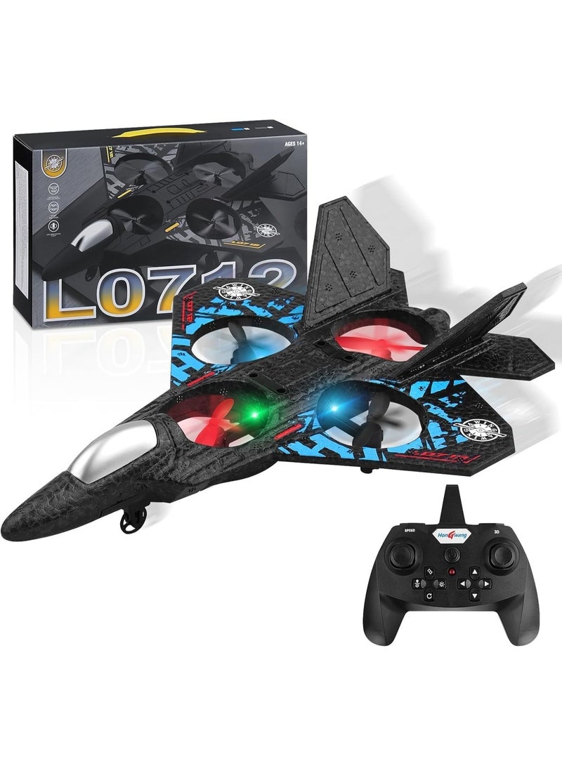 L0712 2.4GHz RC Fighter Plane with LED Lights, USB Charging, RTF for Beginners - Image 1