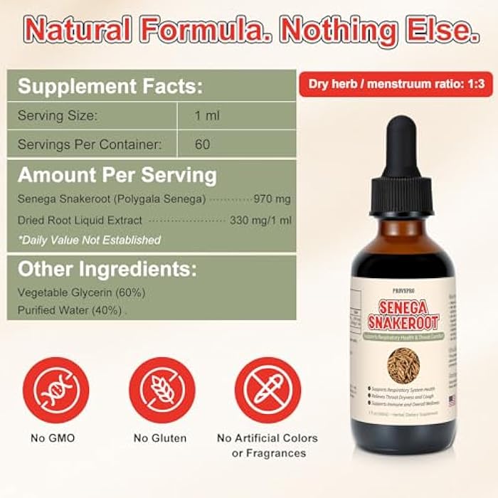 provspro Seneca Root Extract Alcohol-Free Liquid, Supports Respiratory Health and Throat Comfort, Polygala Senega Root Natural Herbal Glycerin Based Supplement, Clean Ingredient 2 fl oz - Image 5