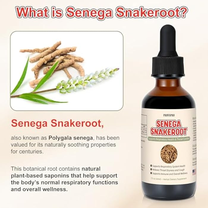 provspro Seneca Root Extract Alcohol-Free Liquid, Supports Respiratory Health and Throat Comfort, Polygala Senega Root Natural Herbal Glycerin Based Supplement, Clean Ingredient 2 fl oz - Image 3