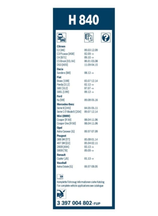 بوش مساحة خلفي بوش بلاستيك مقاس 11 بوصة - H290 ستروين \ فيات \ رينو \ بيجو/ميني كوبر - Image 3