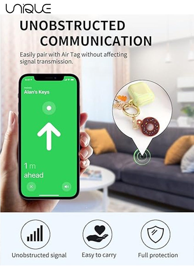 Unique - 2 Pack Apple Airtag Keychain Donut Case for AirTag Protective case, Silicone Protective Case Secure Holder with Key Ring, Anti-Drop Scratch Holder, Anti-Lost Keychain Accessories for Kids Pets - Image 1