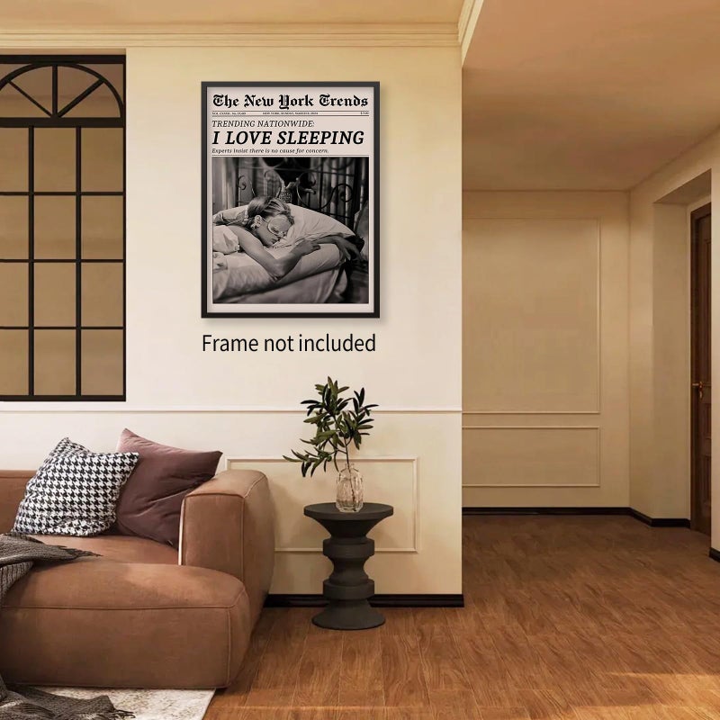 VERENIX Retro Black and White Feminist Wall Art Newspaper Aesthetic Canvas Posters Vintage Funky Girl Sleeping Prints for Girly Dorm Bedroom Wall Decor 12x16 inch Unframed - Image 5