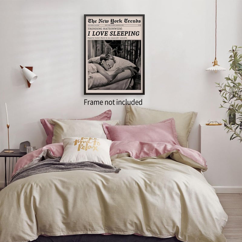 VERENIX Retro Black and White Feminist Wall Art Newspaper Aesthetic Canvas Posters Vintage Funky Girl Sleeping Prints for Girly Dorm Bedroom Wall Decor 12x16 inch Unframed - Image 4
