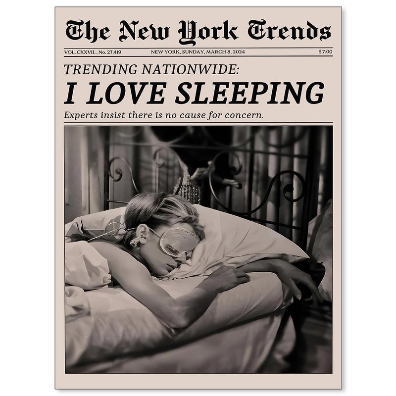 VERENIX Retro Black and White Feminist Wall Art Newspaper Aesthetic Canvas Posters Vintage Funky Girl Sleeping Prints for Girly Dorm Bedroom Wall Decor 12x16 inch Unframed - Image 1