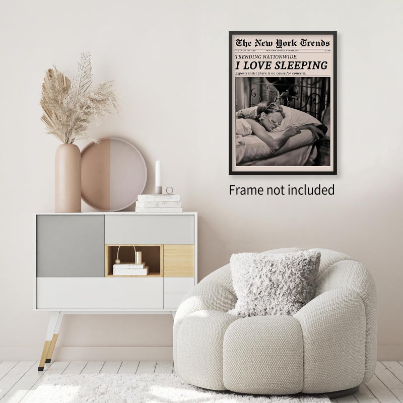 VERENIX Retro Black and White Feminist Wall Art Newspaper Aesthetic Canvas Posters Vintage Funky Girl Sleeping Prints for Girly Dorm Bedroom Wall Decor 12x16 inch Unframed - Image 3