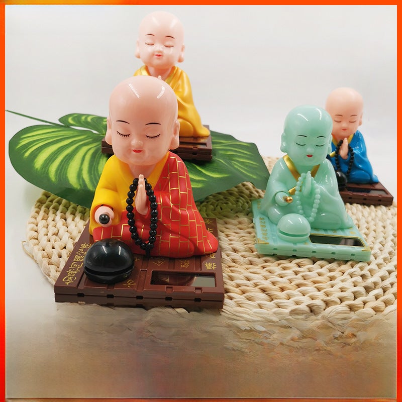Generic Solar Monk Nodding Car Ornament Trumpet 