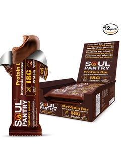 Soul Pantry Brownie Decadence Protein Bar with Plant-Based Protein, Gluten-Free, No Artificial Additives, High Protein Power Punch Chocolate Waffle (Pack of 12)  - Image 1