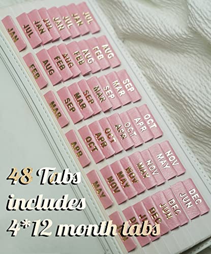 UPAFEXXI-Leather Monthly Tabs, 48 Pcs Planner Tabs, Calendar Month Stickers for Planners, Organizing and Sorting Out Notebooks(Pink) - Image 3