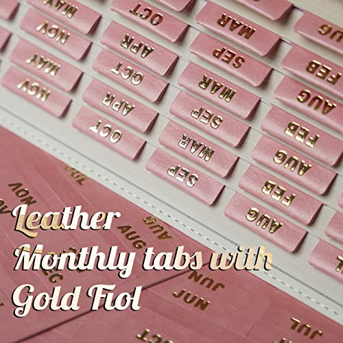 UPAFEXXI-Leather Monthly Tabs, 48 Pcs Planner Tabs, Calendar Month Stickers for Planners, Organizing and Sorting Out Notebooks(Pink) - Image 2