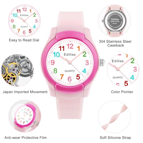Edillas Kids Analog Watch for Girls Boys, Children Waterproof Learning Time Wristwatch Easy to Read Time Great Present for Kids Girls Boys - Image 4