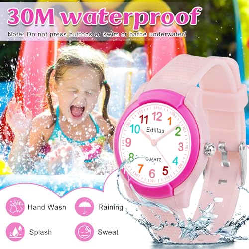 Edillas Kids Analog Watch for Girls Boys, Children Waterproof Learning Time Wristwatch Easy to Read Time Great Present for Kids Girls Boys - Image 2