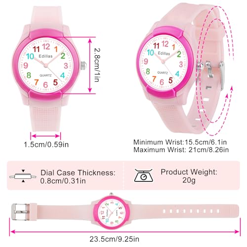 Edillas Kids Analog Watch for Girls Boys, Children Waterproof Learning Time Wristwatch Easy to Read Time Great Present for Kids Girls Boys - Image 3