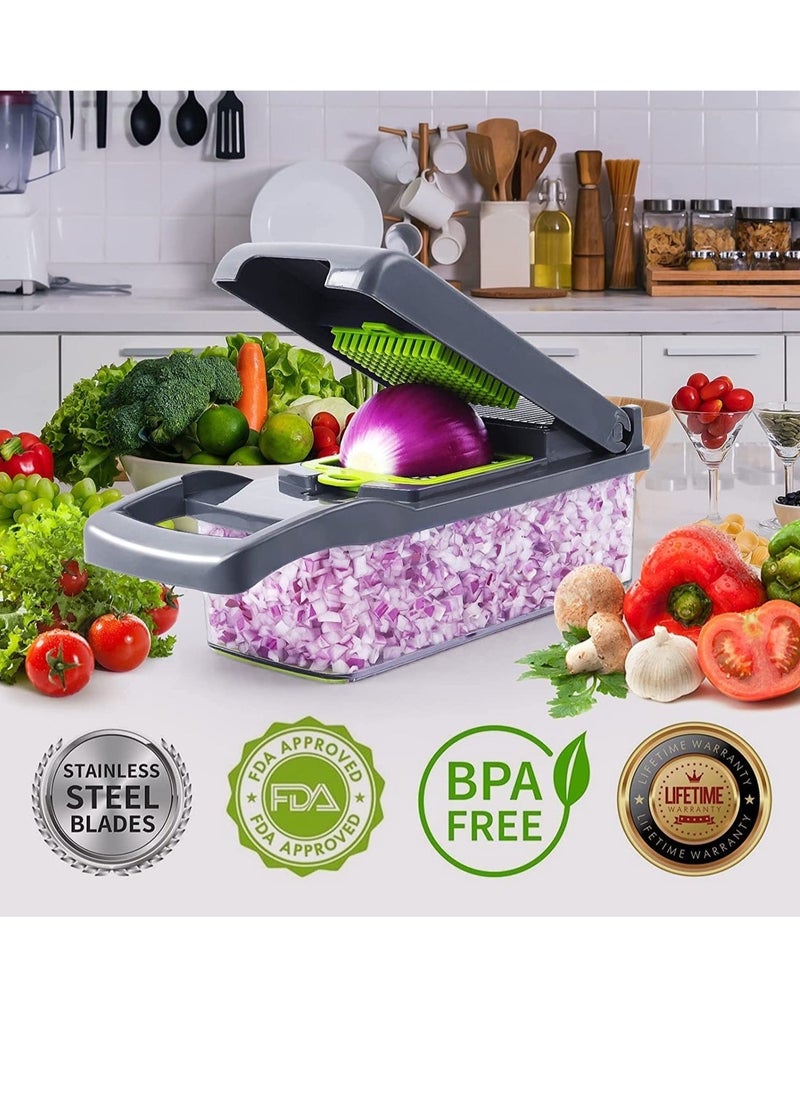 ELTRAZONE Vegetable Chopper, Pro Onion Chopper, Multifunctional 13 in 1 Food Chopper, Kitchen Vegetable Slicer Dicer Cutter, Veggie Chopper With 8 Blades - Image 5