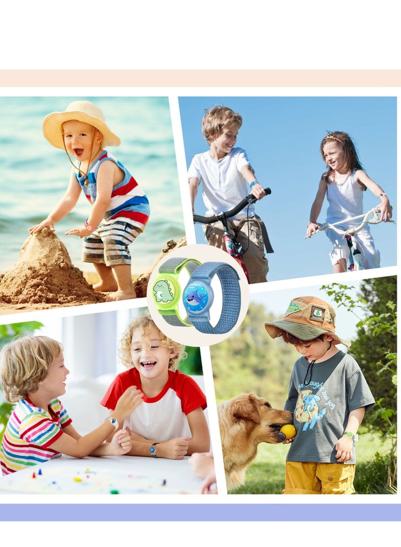 Beauenty Carton Airtag Bracelet for Kids, Apple Air Tag Protective Cover with Nylon Wristband, Waterproof full cover Airtag Trackers Case Cover Elastic Watch Band for Toddlers Girls Boys Elders - Image 2