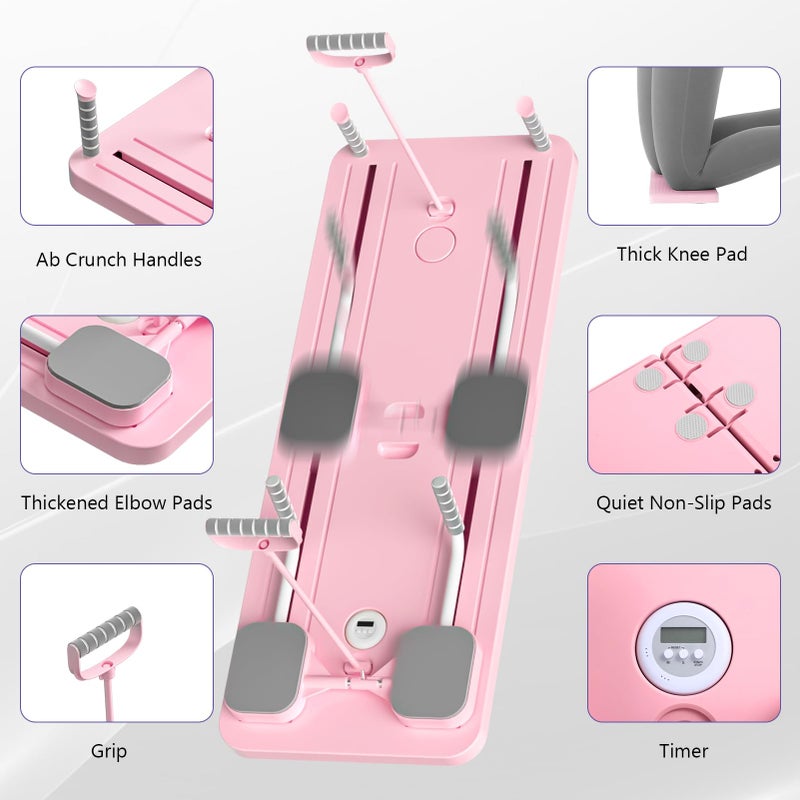 JANUA Pilates Board Reformer Set, 5 in 1 Multi-Purpose Foldable Pilates Sliding Board for Home, Pink - Image 4