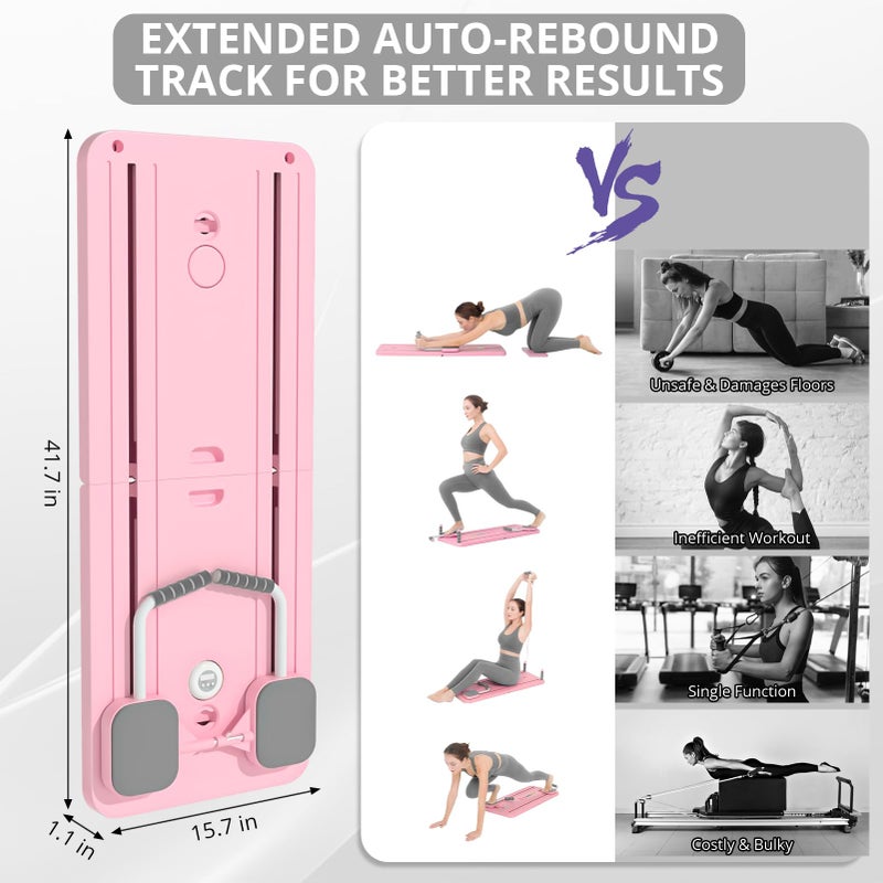JANUA Pilates Board Reformer Set, 5 in 1 Multi-Purpose Foldable Pilates Sliding Board for Home, Pink - Image 5